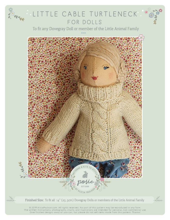 Little Cable Turtleneck for Dolls Cover660 Little Cable Turtleneck for Dolls Cover660